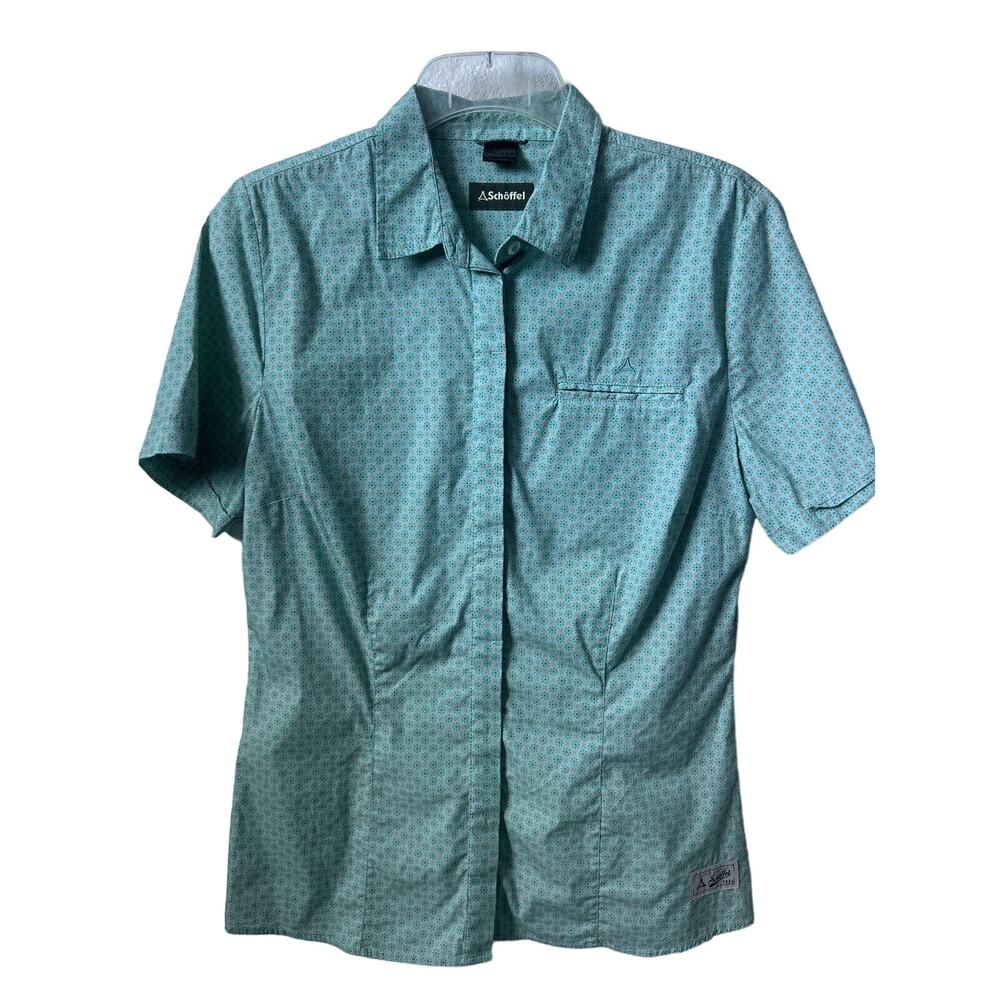 Women's Short Sleeve Button-Up Shirt in Teal